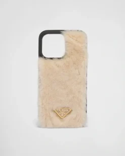Mujer Prada ACCESORIOS TECNOLÓGICOS Y LLAVEROS^Funda De Borreguillo Para Iphone 14 Pro Max