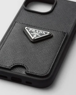 Mujer Prada ACCESORIOS TECNOLÓGICOS Y LLAVEROS^Funda De Piel Saffiano Para Iphone&nbsp;15