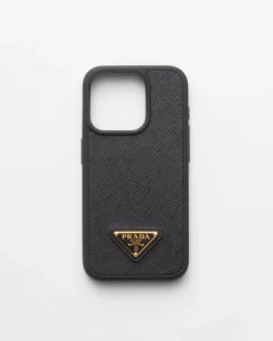 Mujer Prada ACCESORIOS TECNOLÓGICOS Y LLAVEROS^Funda Para Iphone 15 Pro De Piel Saffiano