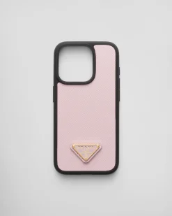 Mujer Prada ACCESORIOS TECNOLÓGICOS Y LLAVEROS^Funda Para Iphone 15 Pro De Piel Saffiano