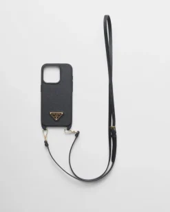 Mujer Prada ACCESORIOS TECNOLÓGICOS Y LLAVEROS^Funda Para Iphone 15 Pro De Piel Saffiano