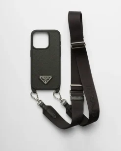 Mujer Prada ACCESORIOS TECNOLÓGICOS Y LLAVEROS^Funda Para Iphone 15 Pro De Piel Saffiano