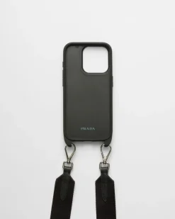 Mujer Prada ACCESORIOS TECNOLÓGICOS Y LLAVEROS^Funda Para Iphone 15 Pro De Piel Saffiano