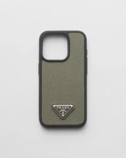 Hombre Prada ACCESORIOS TECNOLÓGICOS Y LLAVEROS^Funda Para Iphone&nbsp;15&nbsp;Pro&nbsp;De Piel Saffiano