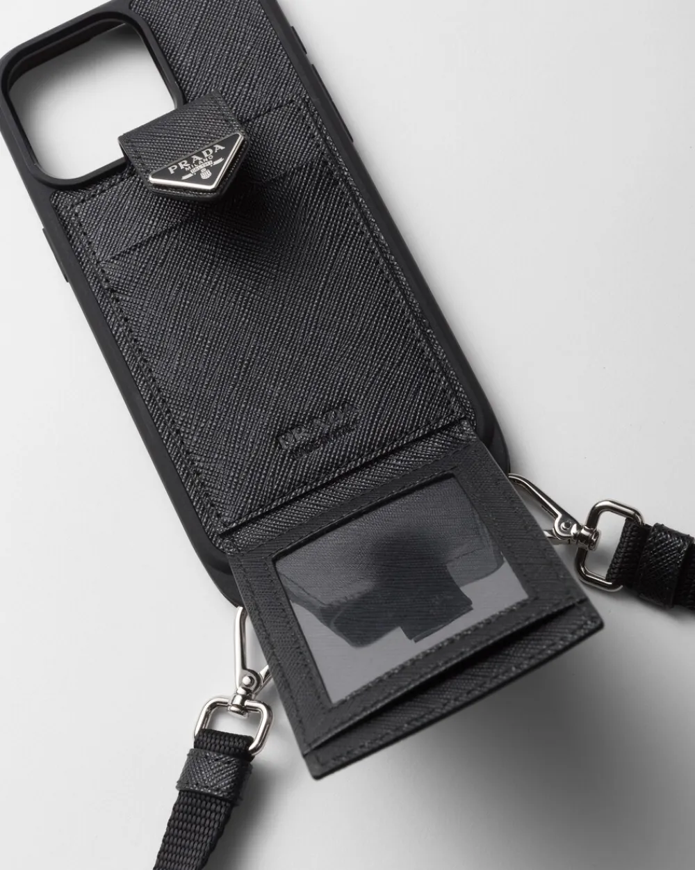 Hombre Prada ACCESORIOS TECNOLÓGICOS Y LLAVEROS^Funda Para Iphone 15 Pro Max De Piel Saffiano