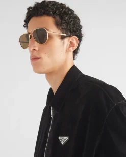 Hombre Prada GAFAS DE SOL^Gafas De Sol Con Una Icónica Placa De Metal