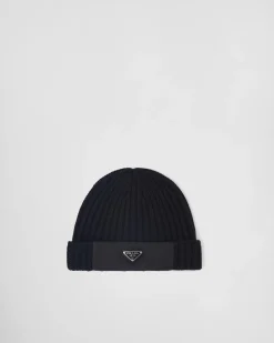 Hombre Prada SOMBREROS Y GUANTES^Gorro De Gabardina De Re-nylon Y Lana