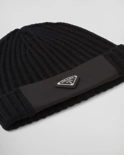 Hombre Prada SOMBREROS Y GUANTES^Gorro De Gabardina De Re-nylon Y Lana
