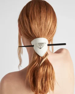 Mujer Prada DIADEMAS Y ACCESORIOS PARA EL PELO^Horquilla Para El Cabello De Piel