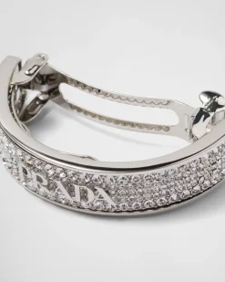 Mujer Prada DIADEMAS Y ACCESORIOS PARA EL PELO^Horquilla Para El Pelo De Latón Con Cristales