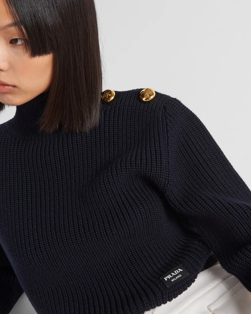 Mujer Prada TEJIDOS DE PUNTO^Jersey Con Cuello Alto De Lana
