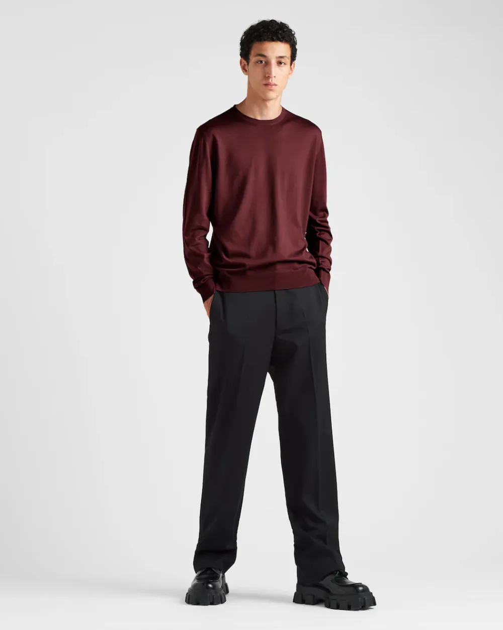 Hombre Prada TEJIDOS DE PUNTO^Jersey Con Cuello Redondo De Lana De Estambre