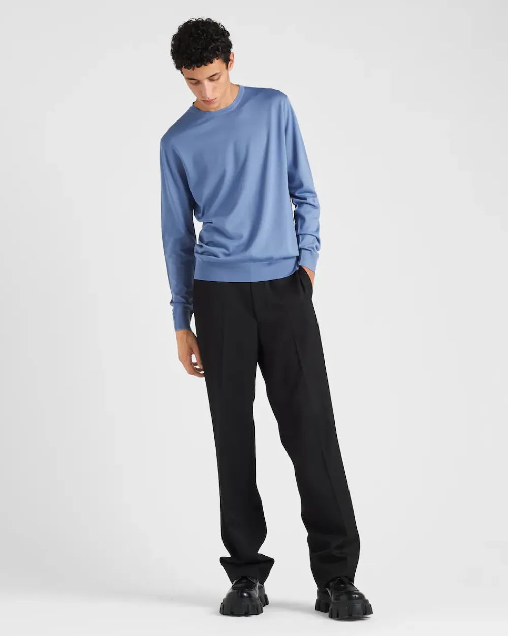 Hombre Prada TEJIDOS DE PUNTO^Jersey Con Cuello Redondo De Lana De Estambre