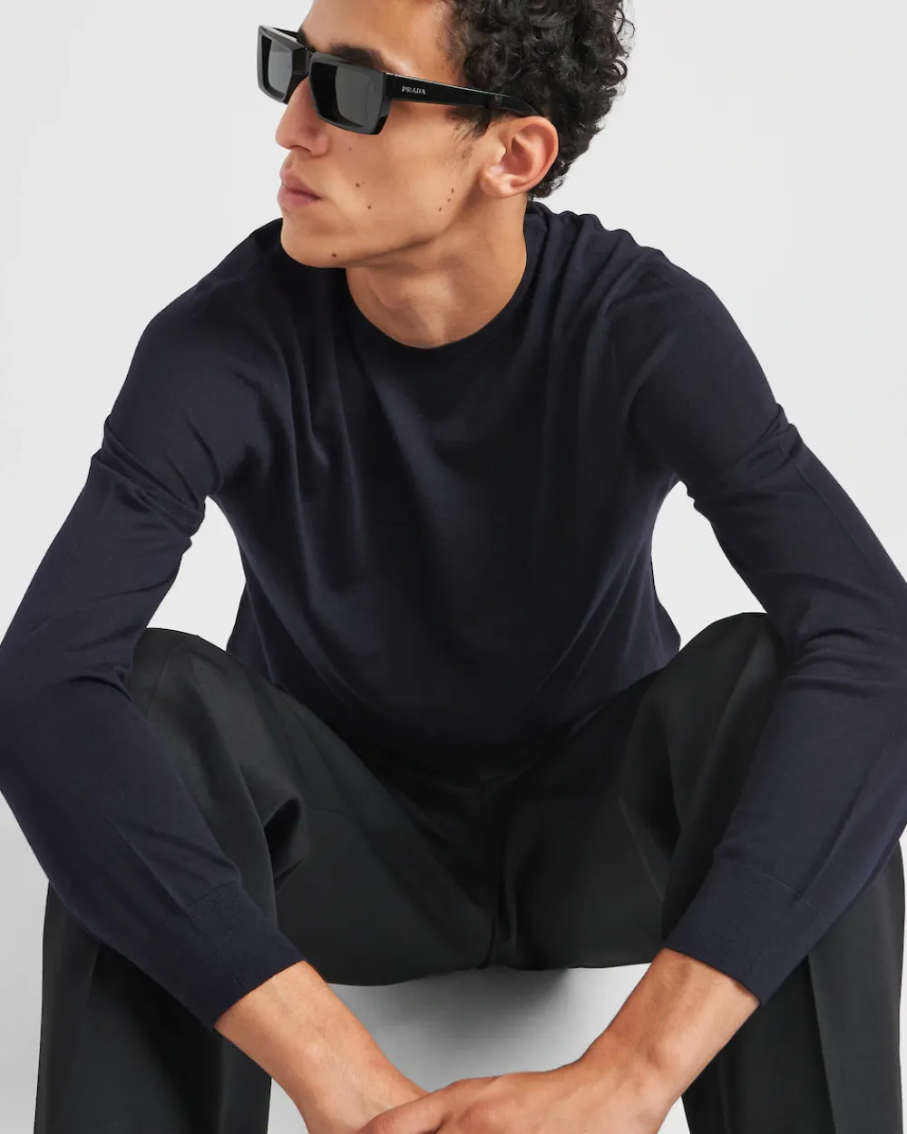 Hombre Prada TEJIDOS DE PUNTO^Jersey Con Cuello Redondo De Lana De Estambre