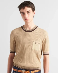 Hombre Prada TEJIDOS DE PUNTO^Jersey De Algodón Con Cuello Redondo