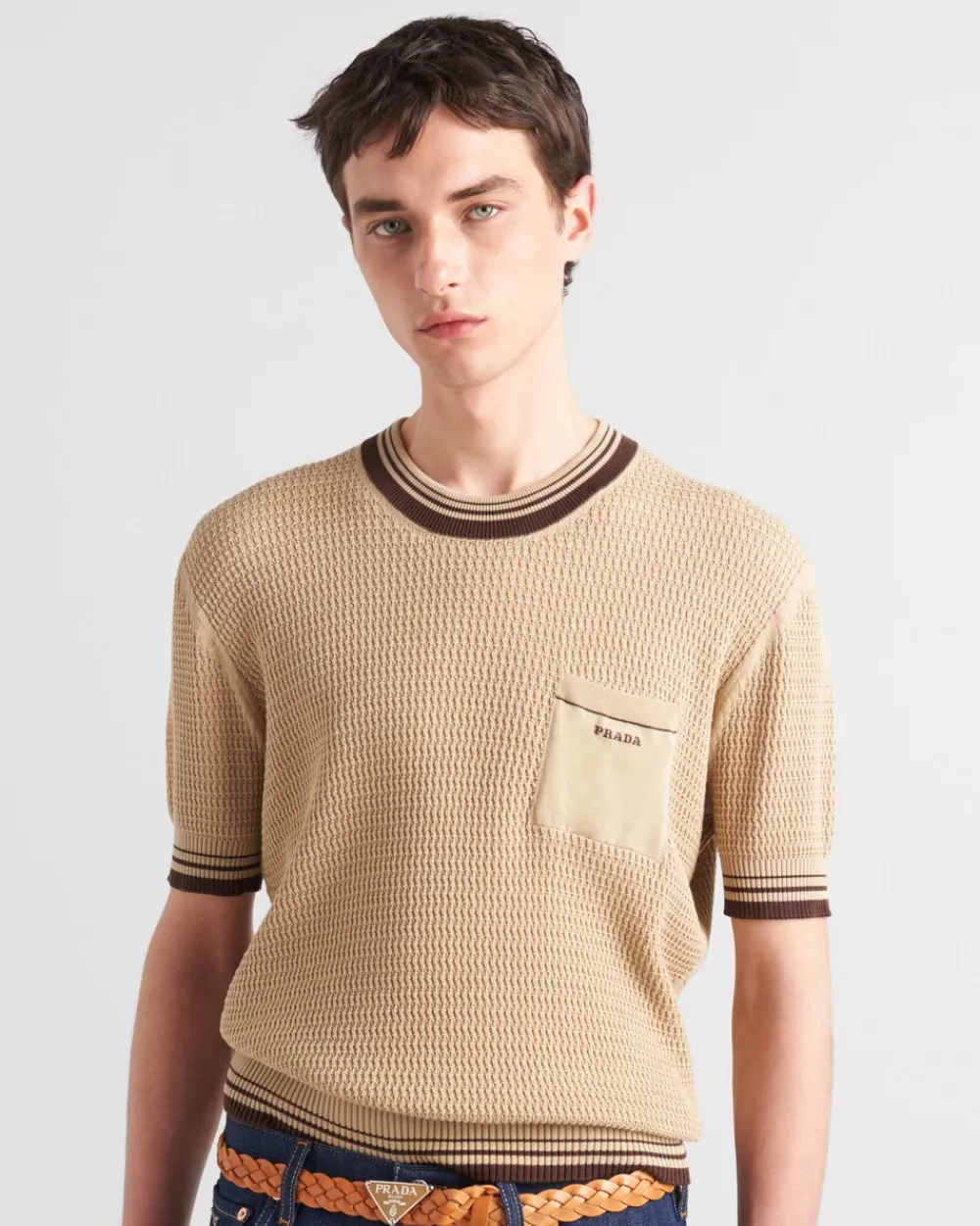 Hombre Prada TEJIDOS DE PUNTO^Jersey De Algodón Con Cuello Redondo