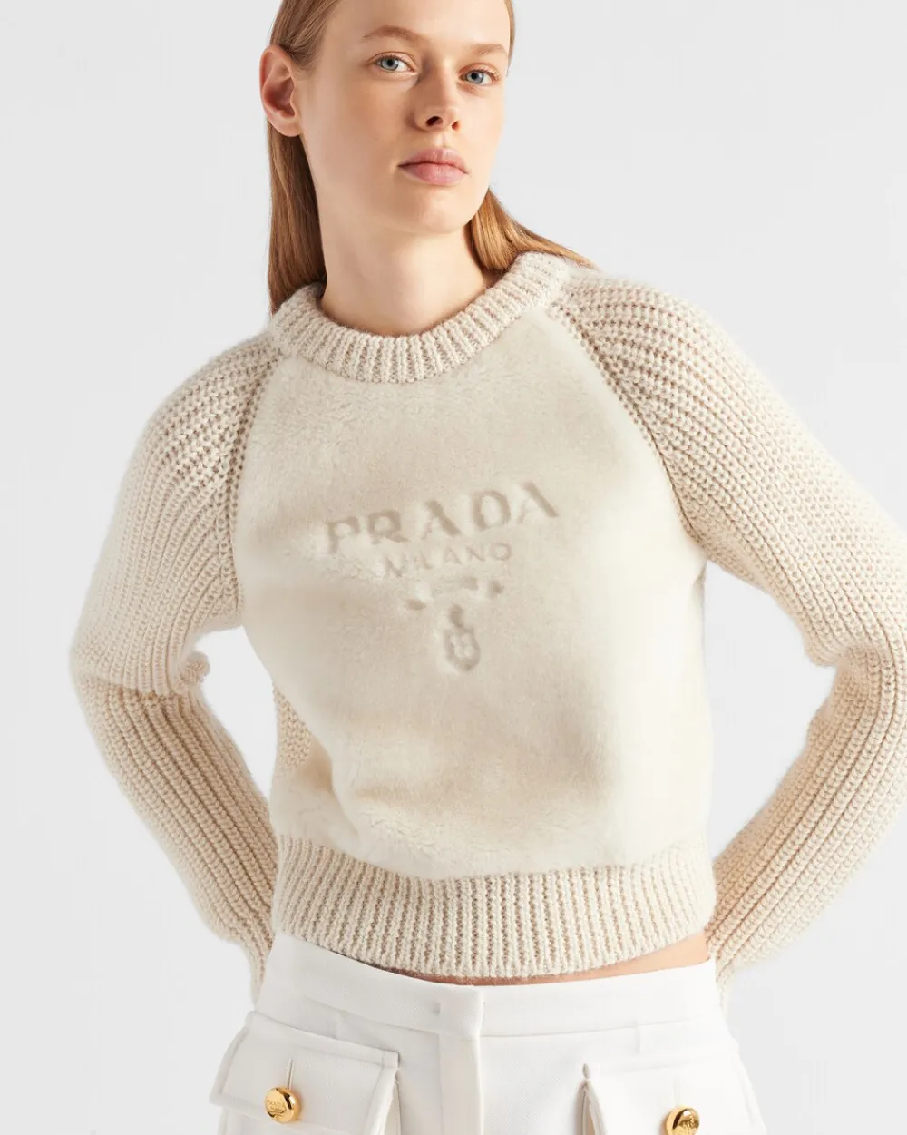 Mujer Prada TEJIDOS DE PUNTO^Jersey De Alpaca Con Cuello Redondo