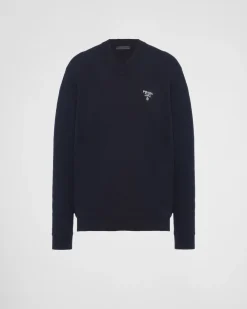 Hombre Prada TEJIDOS DE PUNTO^Jersey De Cachemir Con Cuello De Pico