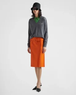 Mujer Prada TEJIDOS DE PUNTO^Jersey De Cachemir Con Cuello De Pico