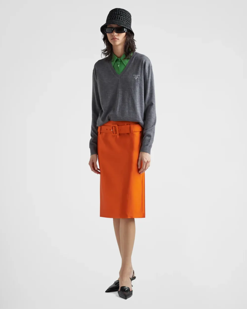 Mujer Prada TEJIDOS DE PUNTO^Jersey De Cachemir Con Cuello De Pico