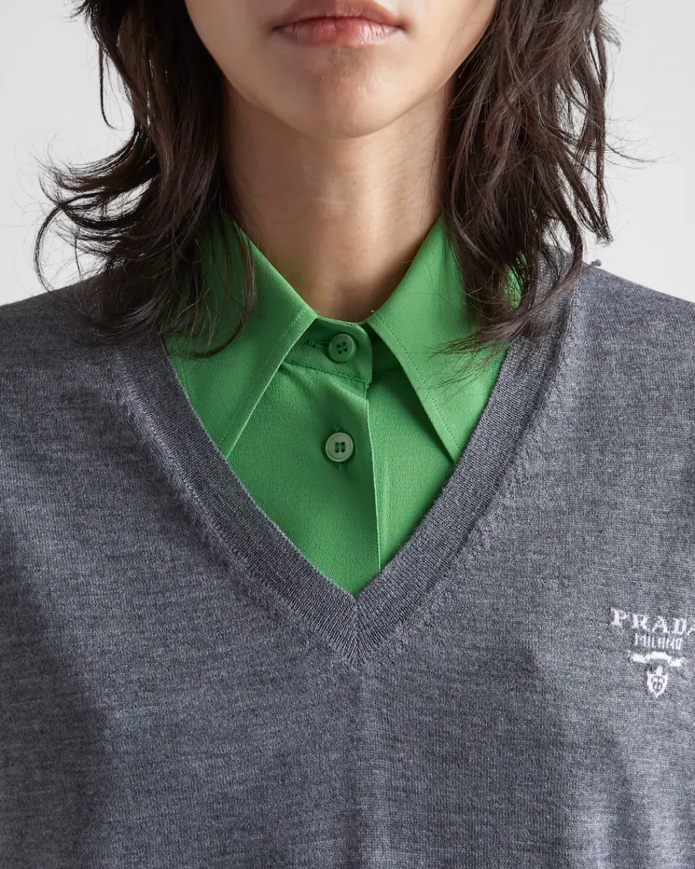 Mujer Prada TEJIDOS DE PUNTO^Jersey De Cachemir Con Cuello De Pico