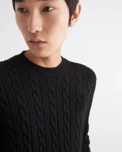 Hombre Prada TEJIDOS DE PUNTO^Jersey De Cachemir Y Lamé Con Cuello Redondo
