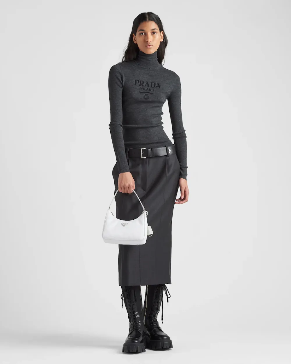 Mujer Prada TEJIDOS DE PUNTO^Jersey De Cuello Alto De Lana Superfina