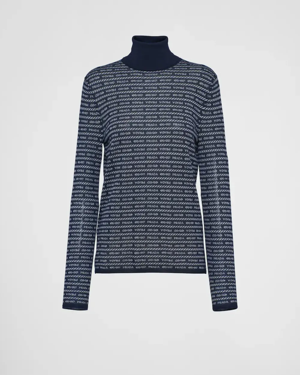 Mujer Prada TEJIDOS DE PUNTO^Jersey De Cuello Alto De Lana Superfina Con Logo De Intarsia