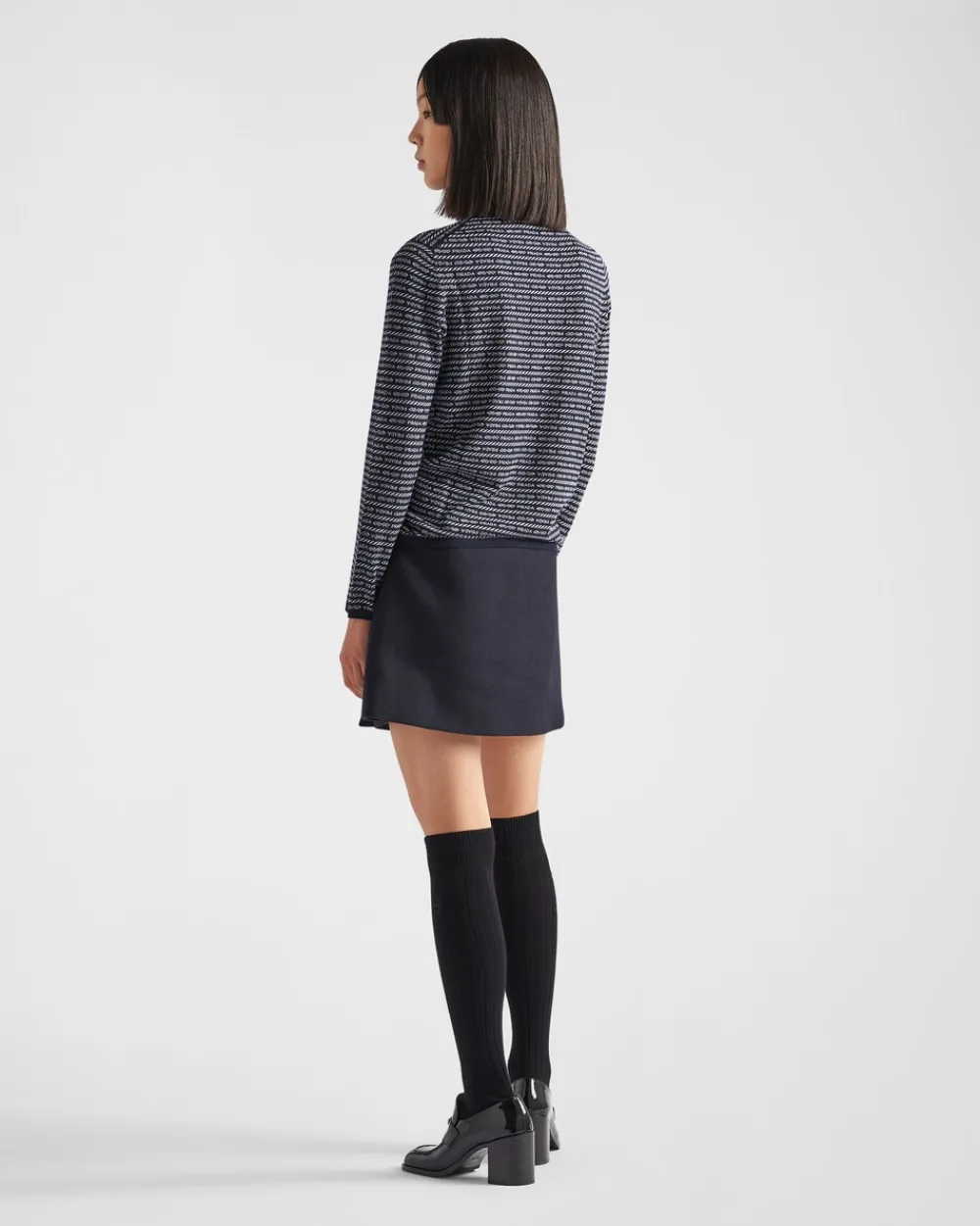 Mujer Prada TEJIDOS DE PUNTO^Jersey De Cuello Alto De Lana Superfina Con Logo De Intarsia