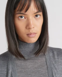 Mujer Prada TEJIDOS DE PUNTO^Jersey De Cuello Alto De Lana Y Cachemir