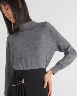Mujer Prada TEJIDOS DE PUNTO^Jersey De Cuello Alto De Lana Y Cachemir