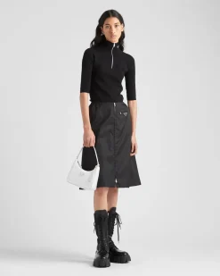 Mujer Prada CAMISAS Y TOPS|TEJIDOS DE PUNTO^Jersey De Cuello Alto En Lana Y Viscosa