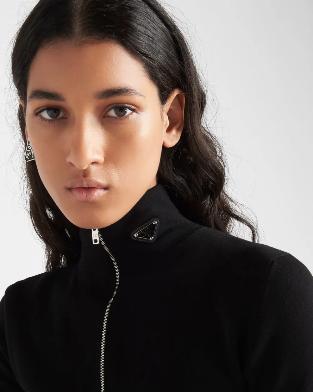Mujer Prada CAMISAS Y TOPS|TEJIDOS DE PUNTO^Jersey De Cuello Alto En Lana Y Viscosa