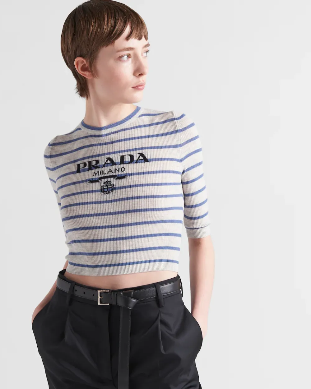 Mujer Prada TEJIDOS DE PUNTO^Jersey De Cuello Redondo De Lana Superfina