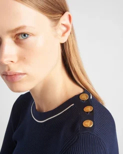 Mujer Prada TEJIDOS DE PUNTO^Jersey De Cuello Redondo De Seda