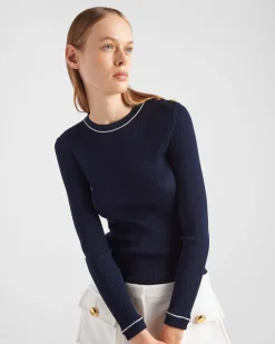 Mujer Prada TEJIDOS DE PUNTO^Jersey De Cuello Redondo De Seda