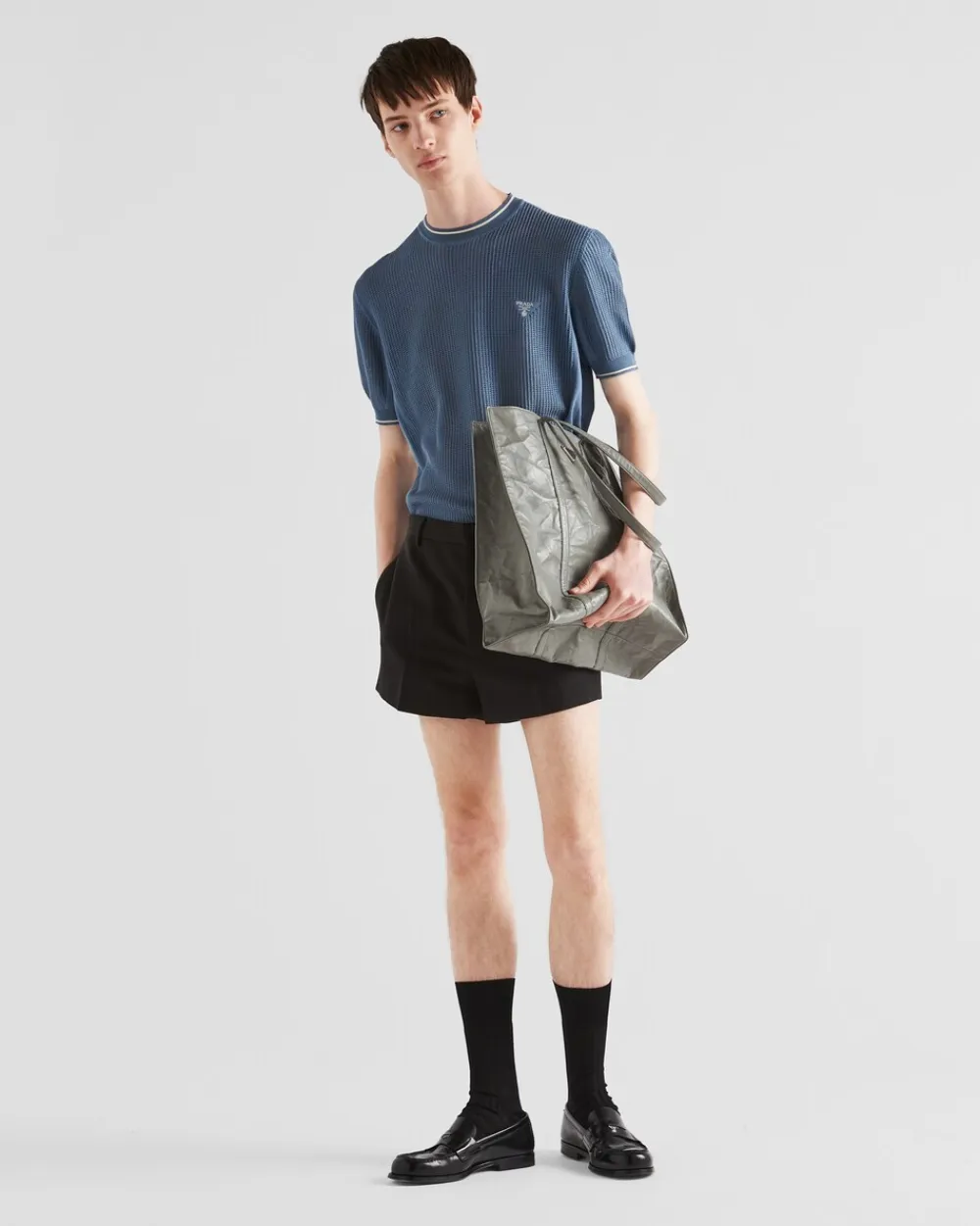 Hombre Prada TEJIDOS DE PUNTO^Jersey De Cuello Redondo De Seda Y Algodón