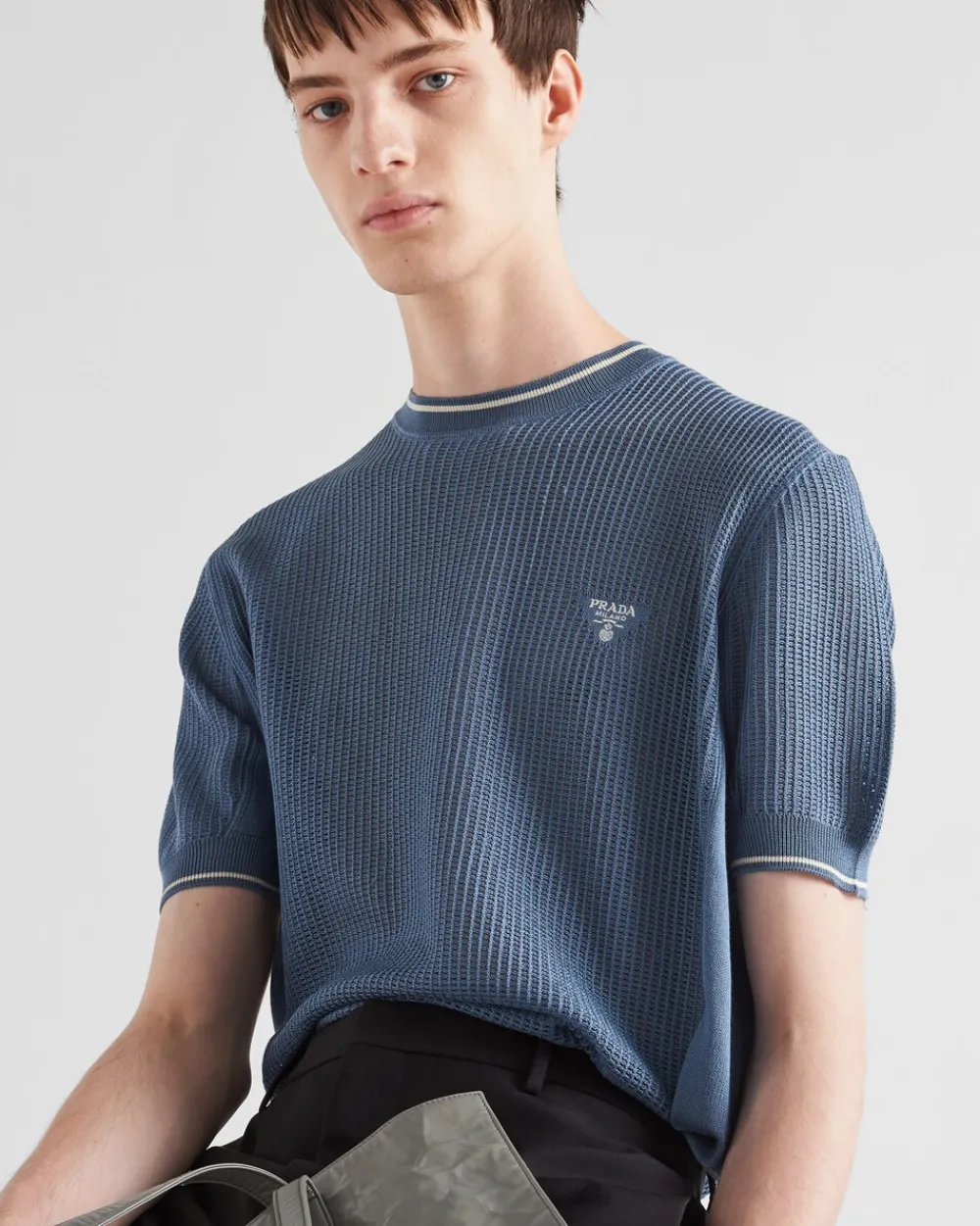 Hombre Prada TEJIDOS DE PUNTO^Jersey De Cuello Redondo De Seda Y Algodón