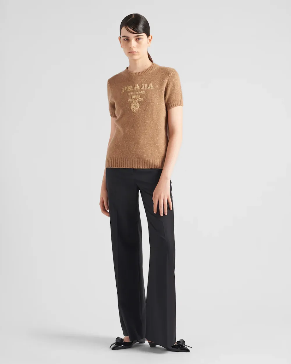Mujer Prada TEJIDOS DE PUNTO^Jersey De Lana, Cachemir Y Lamé Con Cuello Redondo