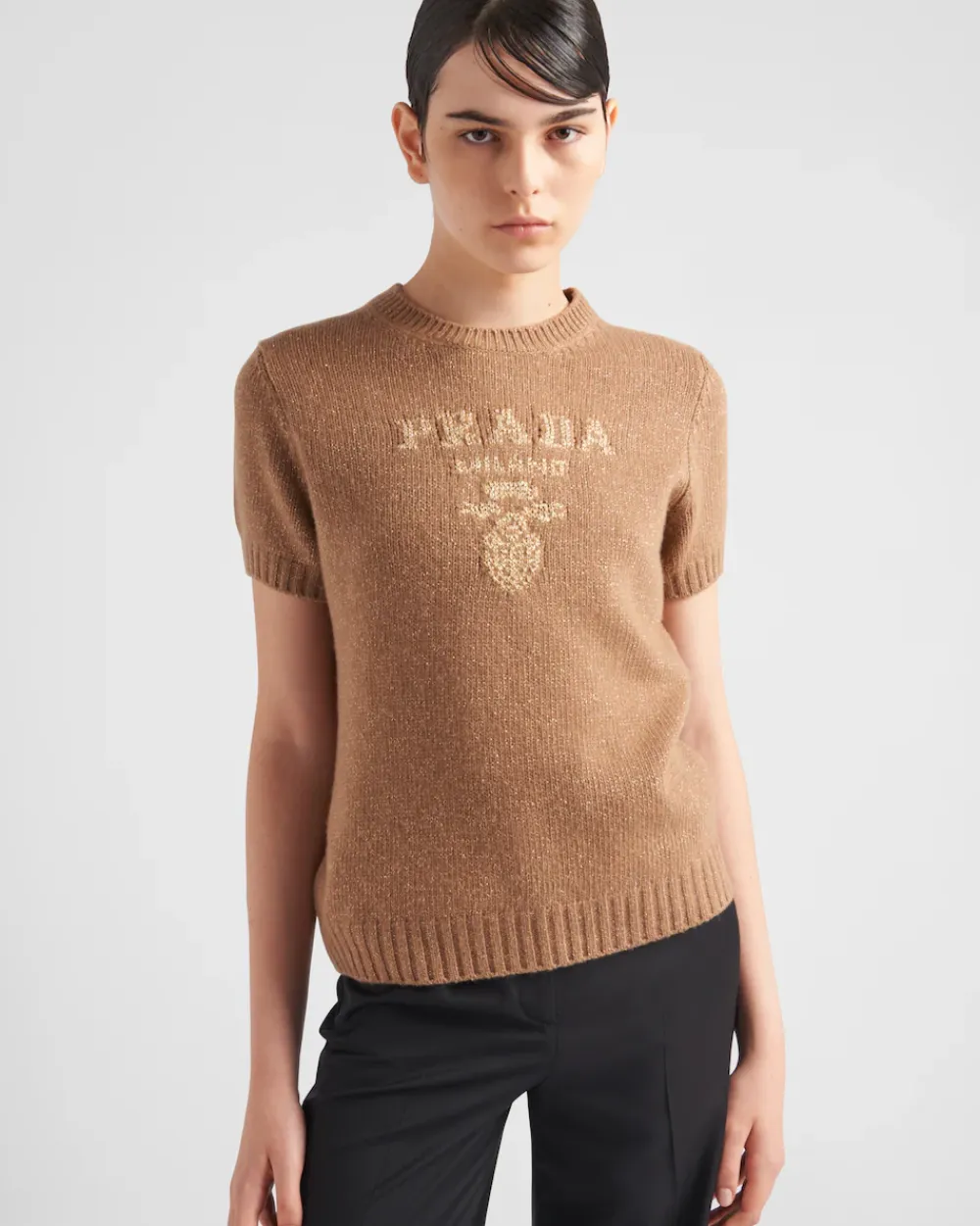 Mujer Prada TEJIDOS DE PUNTO^Jersey De Lana, Cachemir Y Lamé Con Cuello Redondo