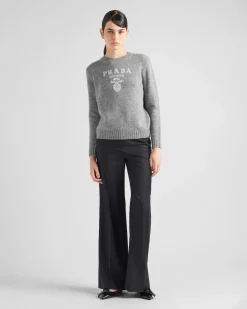 Mujer Prada TEJIDOS DE PUNTO^Jersey De Lana, Cachemir Y Lamé Con Cuello Redondo