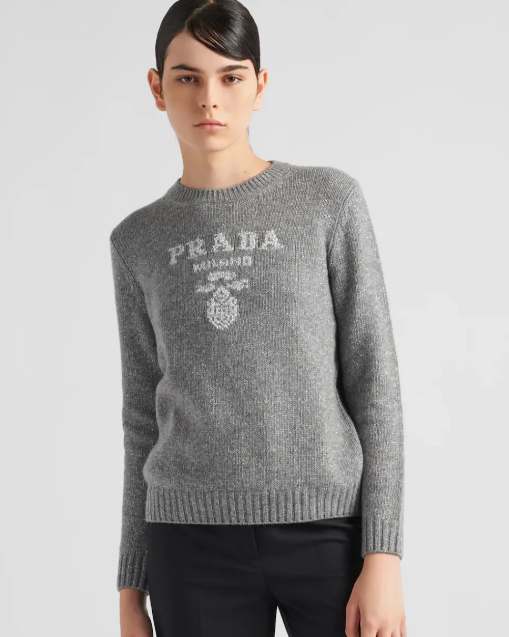 Mujer Prada TEJIDOS DE PUNTO^Jersey De Lana, Cachemir Y Lamé Con Cuello Redondo