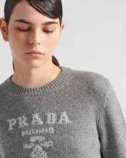 Mujer Prada TEJIDOS DE PUNTO^Jersey De Lana, Cachemir Y Lamé Con Cuello Redondo