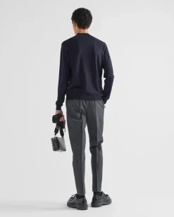 Hombre Prada TEJIDOS DE PUNTO^Jersey De Lana De Estambre Con Cuello Alto