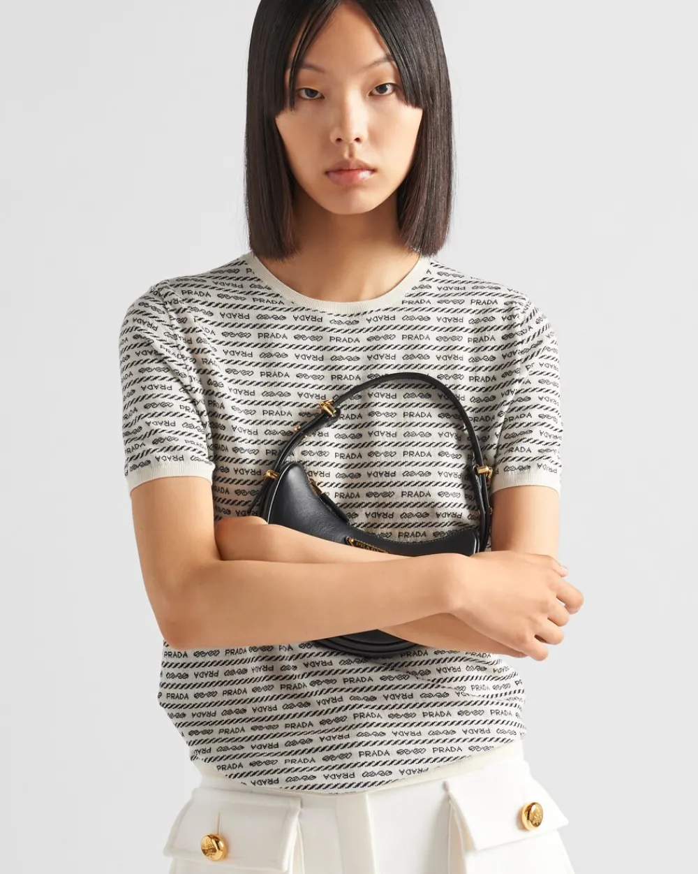 Mujer Prada TEJIDOS DE PUNTO^Jersey De Lana Superfina Con Logo De Intarsia