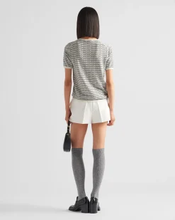 Mujer Prada TEJIDOS DE PUNTO^Jersey De Lana Superfina Con Logo De Intarsia