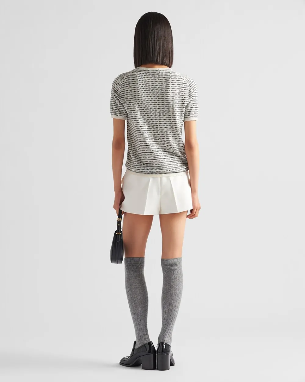 Mujer Prada TEJIDOS DE PUNTO^Jersey De Lana Superfina Con Logo De Intarsia