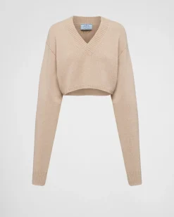 Mujer Prada TEJIDOS DE PUNTO^Jersey De Lana Y Cachemir Con Cuello De Pico