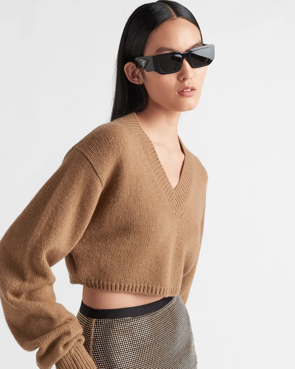 Mujer Prada TEJIDOS DE PUNTO^Jersey De Lana Y Cachemir Con Cuello De Pico
