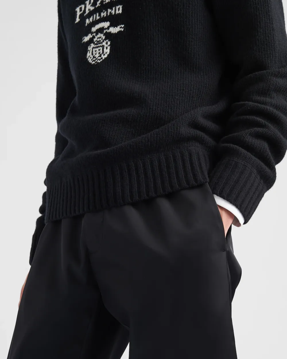 Hombre Prada TEJIDOS DE PUNTO^Jersey De Lana Y Cachemir Con Cuello Redondo